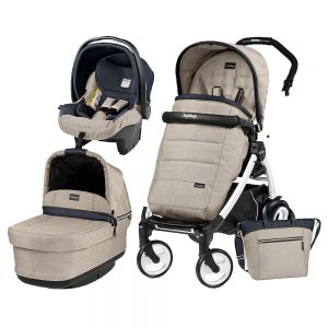 Carucior 3 In 1 Peg Perego Book Plus 51 BlackWhite POP-UP Elite Luxe Beige