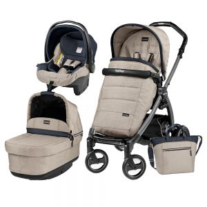 Carucior 3 In 1 Peg Perego Book Plus S Black POP-UP Elite Luxe Beige