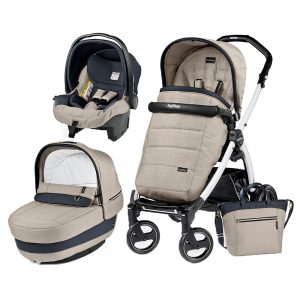 Carucior 3 In 1 Peg Perego Book Plus S BlackWhite Completo Elite Luxe Beige