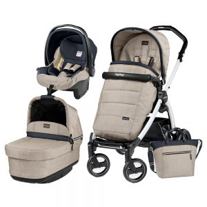 Carucior 3 In 1 Peg Perego Book Plus S BlackWhite POP-UP Elite Luxe Beige