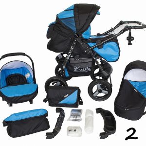 Carucior 3 in 1 Kerttu Twist-R 2 negru cu albastru