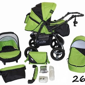 Carucior 3 in 1 Kerttu Twist-R 26 negru cu verde