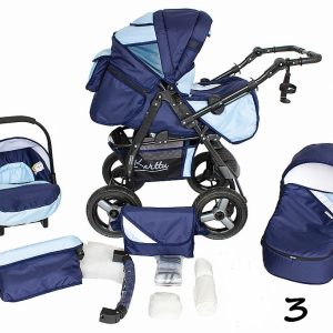 Carucior 3 in 1 Kerttu Twist-R 3 albastru inchis cu bleu