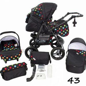 Carucior 3 in 1 Kerttu Twist-R 43 maro cu buline colorate