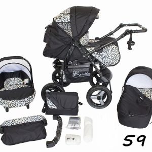 Carucior 3 in 1 Kerttu Twist-R 59 negru cu pantera