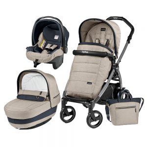 Carucior 3 in 1 Peg Perego Book Plus 51 S Black Completo Elite Luxe Beige