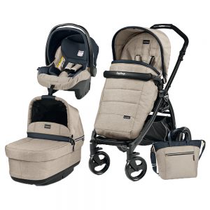 Carucior 3 in 1 Peg Perego Book Plus Black Matt POP-UP Elite Luxe Beige