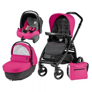 Carucior 3 in 1 Peg Perego Book Plus Black Matt Sportivo Bloom Bloom Pink