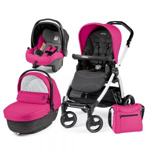 Carucior 3 in 1 Peg Perego Book Plus S BlackWhite Sportivo Bloom Bloom Pink