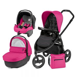 Carucior 3 in 1 Peg Perego Book Scout Matt Black Bloom Bloom Pink