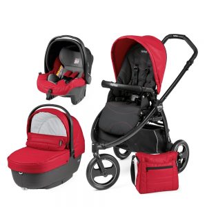 Carucior 3 in 1 Peg Perego Book Scout Matt Black Bloom Bloom Red