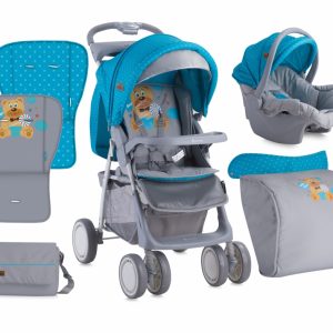 Carucior Foxy 2 in 1 cu cosulet auto Blue Grey Hello Bear