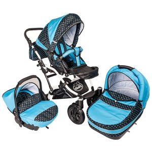 Carucior 3 in 1 Dalia Lux albastru cu buline