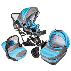 Carucior 3 in 1 Dalia Lux albastru gri