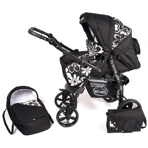 Carucior Hubners Tessa Lux 2 in 1 negru floricele