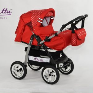 Carucior Kerttu VIP 83 rosu cu buline albe