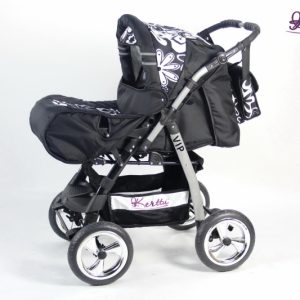 Carucior Kerttu Vip 18 negru cu flori
