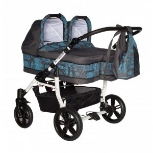 Carucior gemeni Pj Stroller Twins 2 in 1 Blue