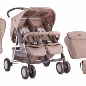 Carucior gemeni Twin Beige Daisy Bears