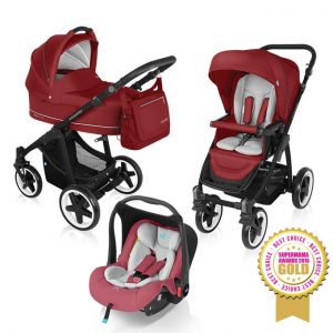 Carucior multifunctional 3 in 1 Baby Design Lupo Comfort Dark Red 2016