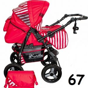Carucior multifunctional Kerttu Twist-R 67 rosu cu dungi albe