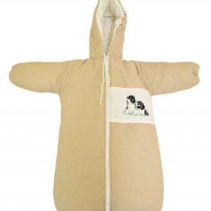 Sac bebe brodat pentru carucior Catelus Crem